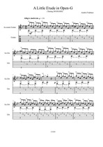 A Little Etude in Open-G (acoustic guitar, score+tab)